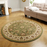 Kendra 3330G Green and Cream Traditional Round Rug - Pendle Village Furniture